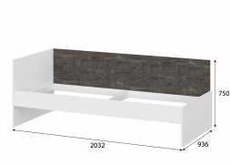 Анри Кровать-диван 0,9 Белый текстурный / Железный камнень каркас