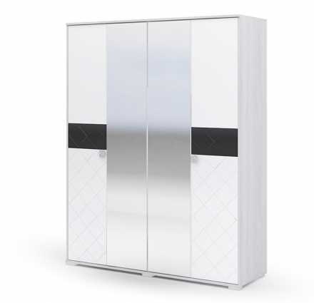 Сальма шкаф 4х дверный ШК 024 (1626х2060х525мм) ясень анкор светлый/ белый глянец