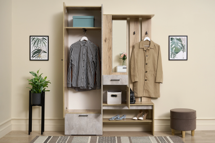 Прихожая Фаворит 1420х2056х352мм дуб делано / цемент серый