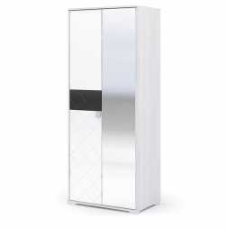 Сальма шкаф 2х дверный ШК 022 белый глянец с зеркальной вставкой