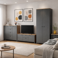 Гостиная Теодора (3,7м) графит / дуб крафт