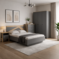 Спальный гарнитур модульный  Теодора графит / дуб крафт