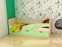 Кровать 1600 Дельфин дуб белфорт / зеленый