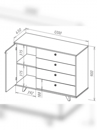Комод Легенда New (1200х450х900мм) цвет белый