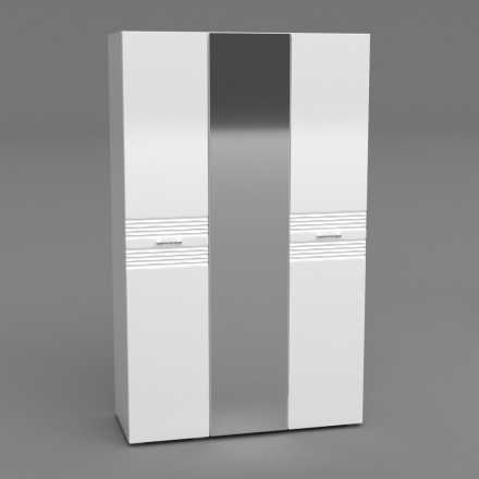 Шкаф трехдверный с зеркалом Амели белый / белый глянец