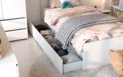 Кровать Икея с выкатным спальным местом лдсп белый текстурной