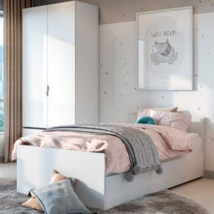 Кровать Токио с выкатным спальным местом лдсп белый текстурной
