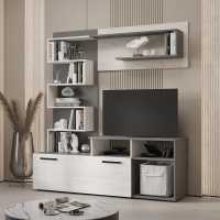 Министенка Евро (1660х1820х432мм) графит/дуб крафт белый