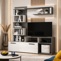 Министенка Евро (1660х1820х432мм) графит/дуб крафт белый