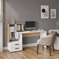 Компьютерный стол СКМ-5 дуб крафт золотой/белый