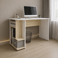 Компьютерный стол СКМ-6 белый/дуб сонома