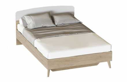 Калгари кровать 1400 с основанием Дуб натуральный светлый / Белый матовый