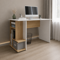 Компьютерный стол СКМ-6 белый/дуб крафт золотой