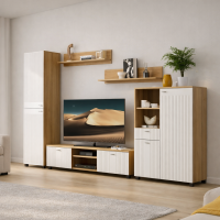 Милан модульная гостиная 3,0м дуб золотой / белый матовый