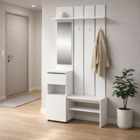 Вешалка с зеркалом Токио 1,0м лдсп белый текстурный