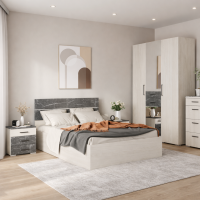 Теана спальный гарнитур ясень анкор светлый / мдф мрамор дарк