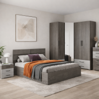 Теана спальный гарнитур ясень анкор темный / мдф мрамор лайт