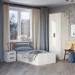 Фиеста кровать 0,9м LIGHT каркас дуб крафт белый / графит