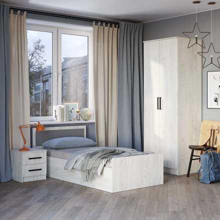 Фиеста кровать 0,9м LIGHT каркас дуб крафт белый / графит