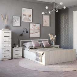 Фиеста кровать 1,2м LIGHT дуб крафт белый / графит каркас