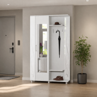 Прихожая Ирма-2 лдсп белый с тиснением / стекло с рисунком