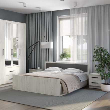 Фиеста кровать 1,6м LIGHT каркас дуб крафт белый / графит