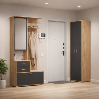 Прихожая Антре 1,6м дуб вотан / диамант серый
