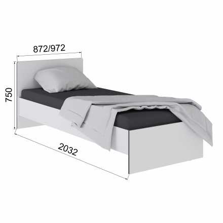 Спальня Тэбби Кровать 0,8 белый/графит серый