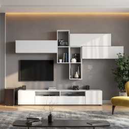 Мебель в гостиную Икея вариант 2 лдсп белый текстурный
