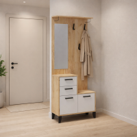 Витра центральная секция 0,8м дуб крафт золотой/белый