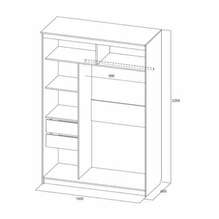 Шкаф-купе №19 Инфинити 1500x2200мм ясень анкор светлый