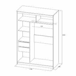 Шкаф-купе №19 Инфинити 1700x2200мм ясень анкор светлый