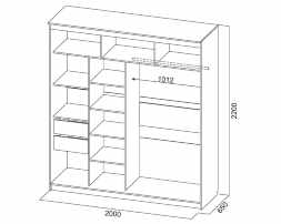 Шкаф-купе №19 Инфинити ясень анкор светлый 2000x2200мм