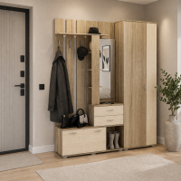 Прихожая Вояж-8 (1,6м) модульная дуб сонома темный / дуб сонома светлый