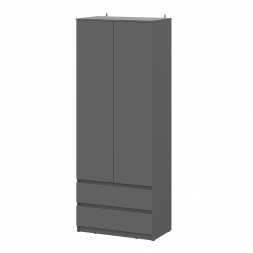 Шкаф 2-створчатый Денвер с ящиками 801х2052х462мм Графит серый