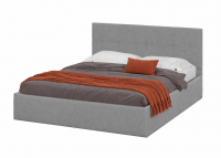 Кровать двойная №4 (1,6*2,0 мягкая) ткань серая настил ДСП