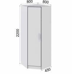 Спальня Тэбби Шкаф угловой 800х2200х800мм белый