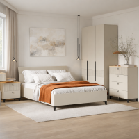 МС Ника спальный гарнитур модульный мдф бежевый мат-05 / лдсп кашемир + дуб делано