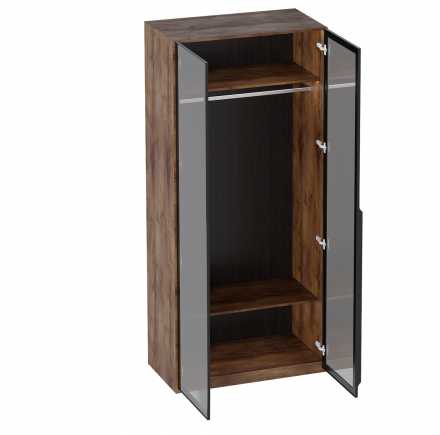 Шкаф двухдверный Браун со стеклянными дверьми 1020х2265х535мм Таксония / тонированное стекло