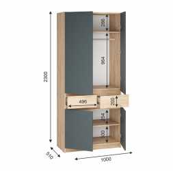 Прихожая Стоуби 2000х2300х510мм дуб крафт золото / графит (модульная)