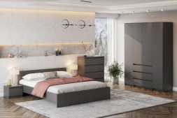Кровать Денвер 1,6*2,0 м с основанием ДСП Графит серый