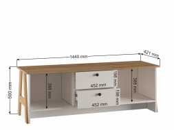 Тумба под ТВ Теодора 1440х500х424мм дуб крафт / белый