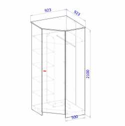 Шкаф угловой Теодора 923х2100х923мм белый / крышка дуб крафт