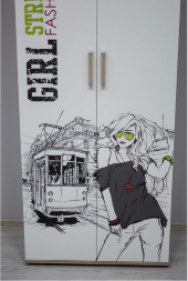 Сенди Шкаф 2-дверный ШК-09 (800х2180х460мм)  сонома (девочка)