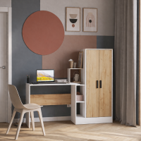 Компьютерный стол СКМ-1 белый/дуб крафт золотой