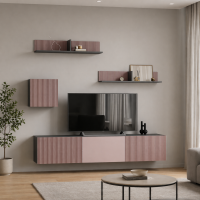 Модульная гостиная Сириния серый графит / мдф пудра