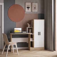 Компьютерный стол СКМ-1 дуб сонома/белый