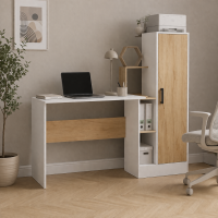 Компьютерный стол СКМ-2 белый/дуб крафт золотой