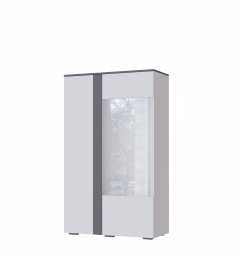 Пенал-витрина малый Таормина 985x1640x434мм белый/серый графит