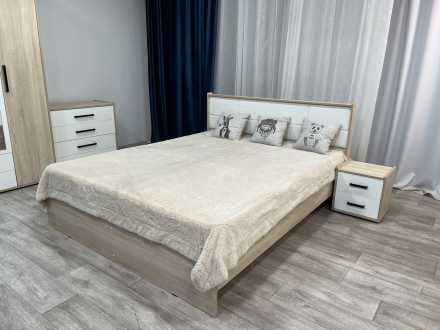Кровать для спальни Соната 1600 дуб крафт золотой/белый каркас